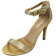New women's shoes evening rhinestones buckle closure high heel prom formal gold