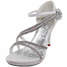 New women's shoes evening rhinestones high heel stilettos formal wedding white
