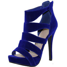 New women's shoes fashion sandals stilettos high heel back zipper royal blue