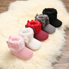 Newborn Baby Girl Bowknot Crib Shoes Toddler Winter Snow Booties Faux Fur Boots