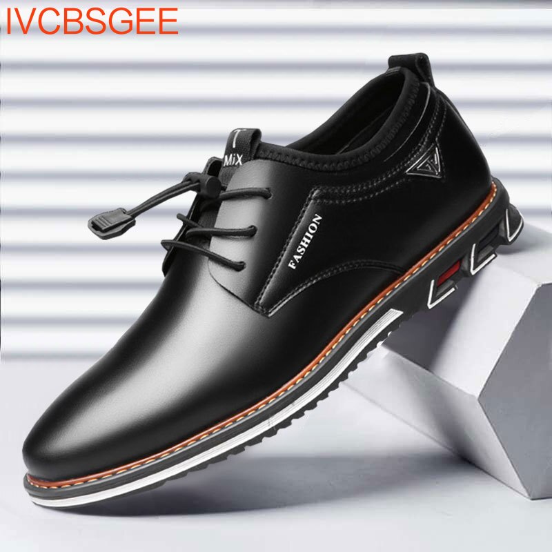 Newest Luxury Pointed Toe Casual Leather Shoes Men's Fashion Lace Up Business Dress Oxfords Solid Wedding Office Males Flats Man