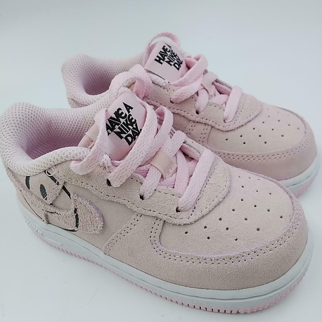 Nike Air Force 1 Girls Pink Round Toe Lace Up Athletic Sneaker Shoes Size 8C