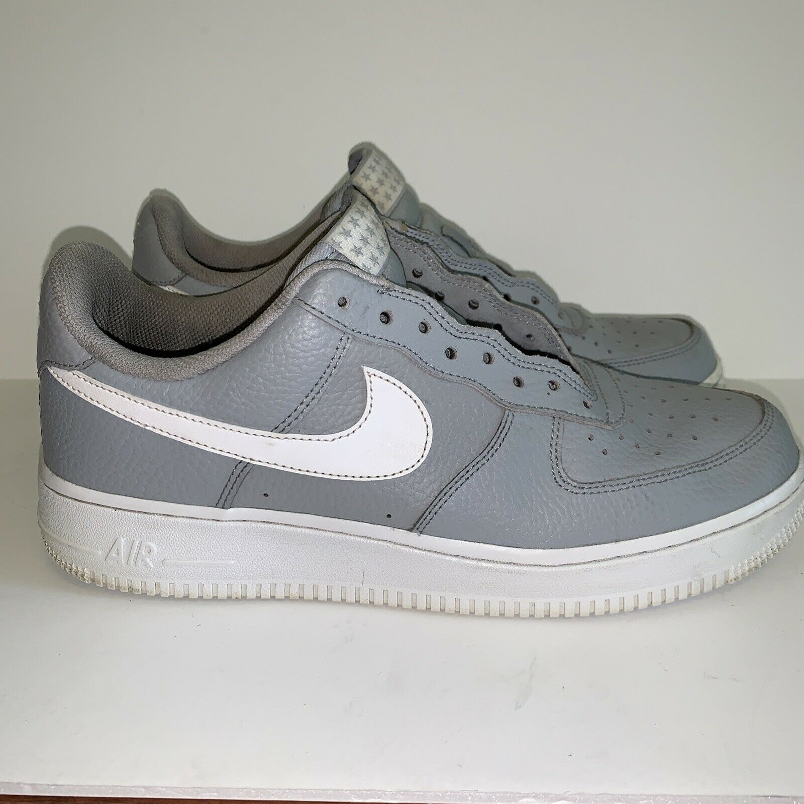 Nike Air Force 1 Low Size 10 Wolf Grey White AA4083-013 Leather Shoes NO LACES