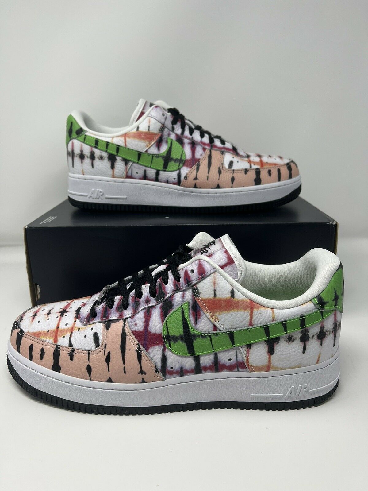 Nike Air Force 1 Women's Shoes White Black Tie Die [cw1267-101] Size 8 Wmns