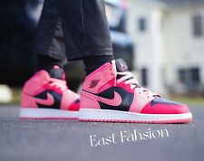 Nike Air Jordan 1 Mid (GS) Shoes Pinksicle Coral Chalk Pink Black 554725-662 NEW