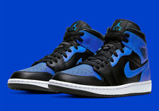 Nike Air Jordan 1 Mid Shoes Black Hyper Royal White 554724-077 Men's Or GS NEW