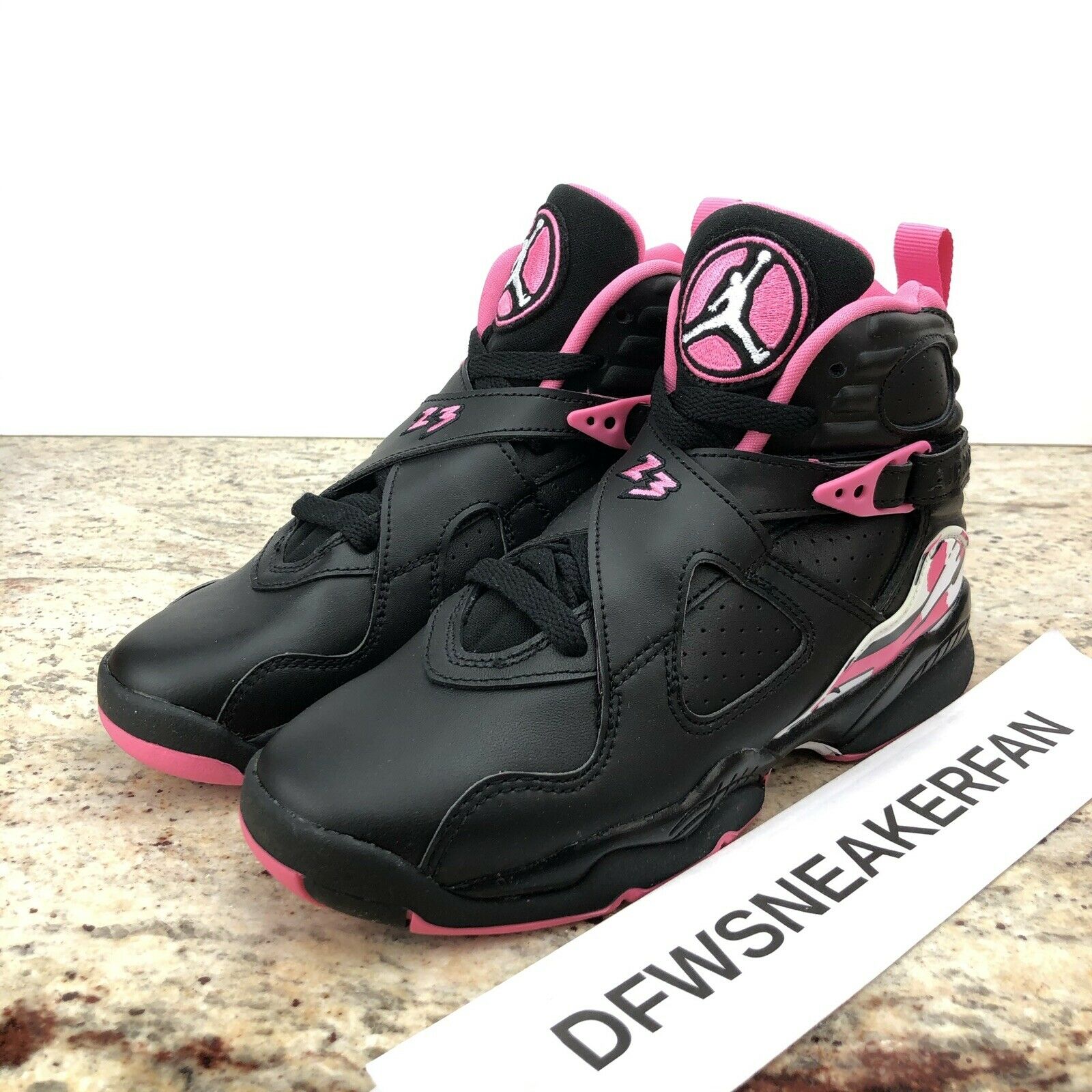 Nike Air Jordan 8 Retro (GS) Shoes BlackPink 580528-006 Size 4Y / Women’s 5.5