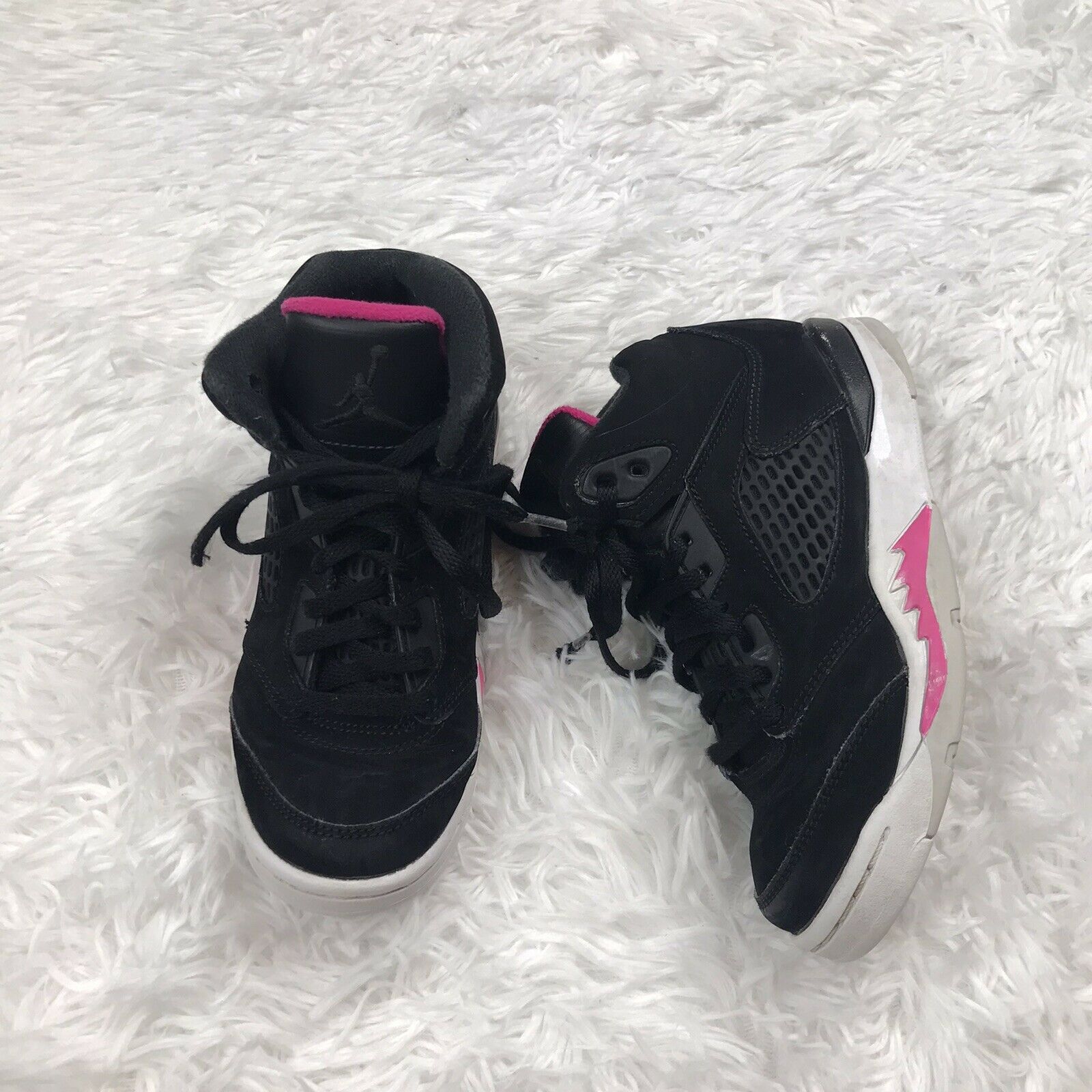 Nike Air Jordan Retro 5 Youth Shoes Size 1Y "Deadly Pink" Black Pink 440893-029