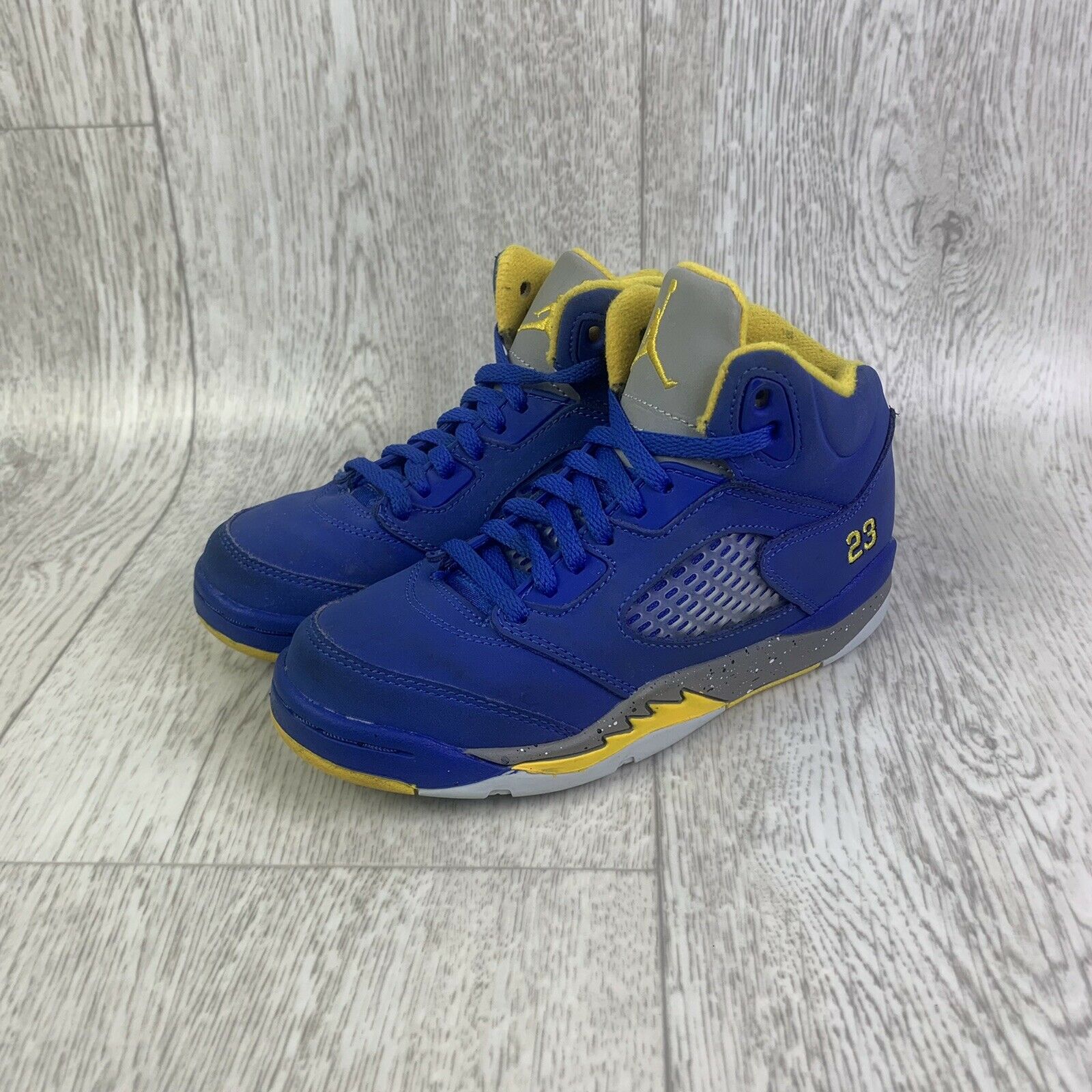 Nike Air Jordan V 5 Retro Laney Kids Shoes Size 13c Blue Yellow C13288-400