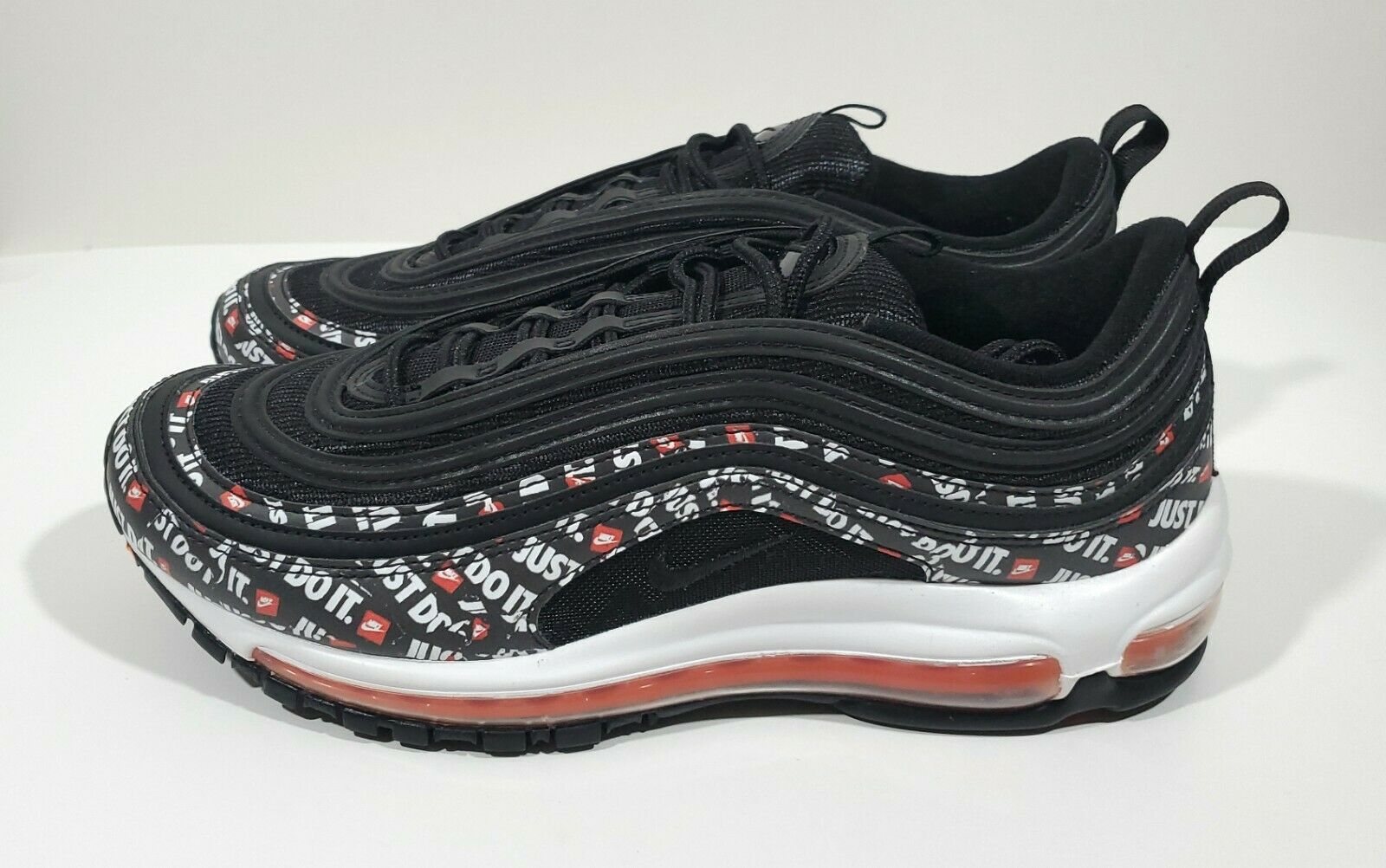 Nike Air Max 97 Just Do It Mens Running Shoes Black White Orange Size 9