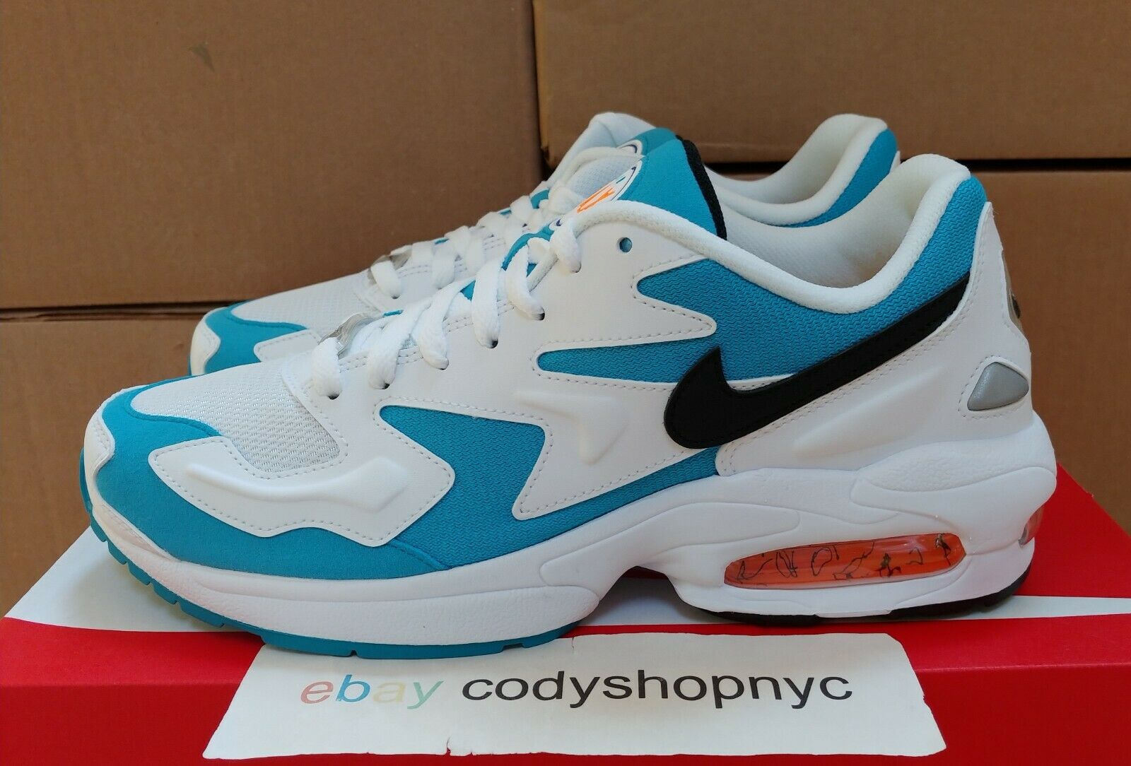 Nike Air Max2 Light White Blue Lagoon size 9 UCLA Miami Mens Shoes AO1741-100