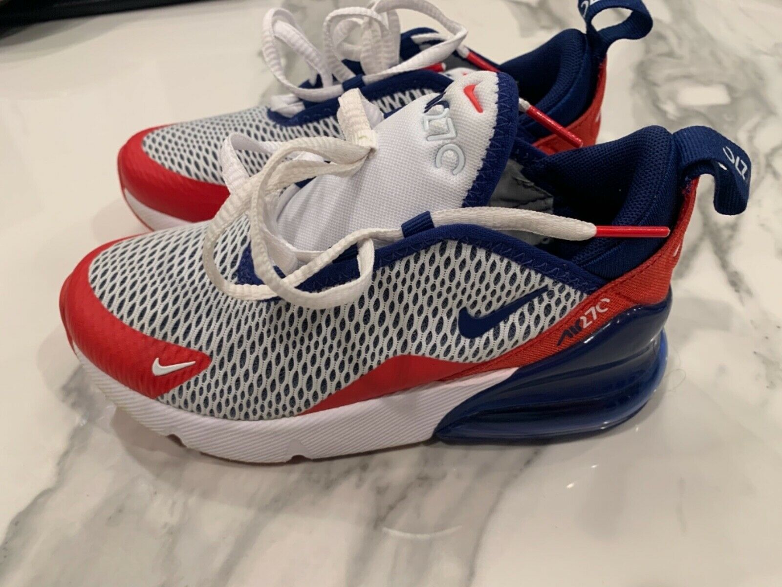 Nike AirMax 270 Extreme Little Kids White Royal Red Shoes Youth Size 12.5