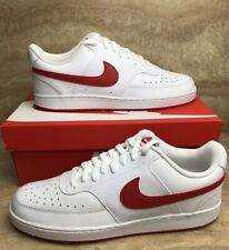 Nike Court Vision Low Mens White Red Leather Sneakers Shoes Multi Size