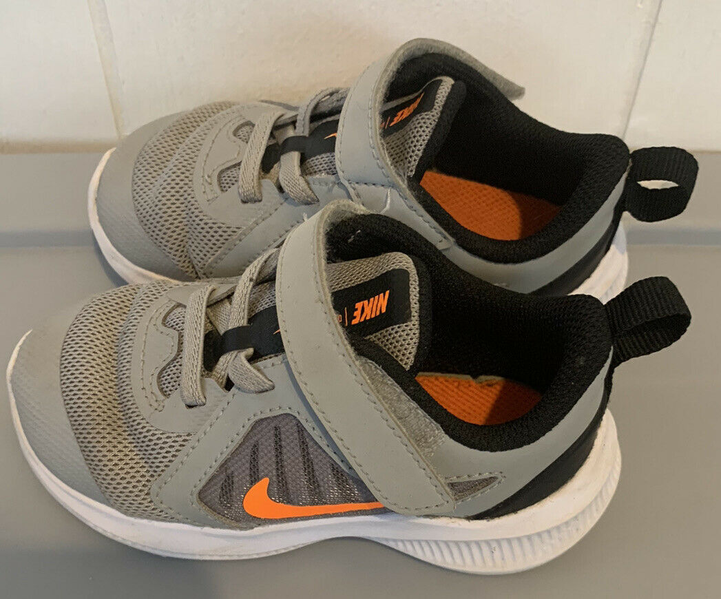 Nike Downshifter Tennis Shoes Toddler Size 7c Gray With Orange Trim CJ2068-001