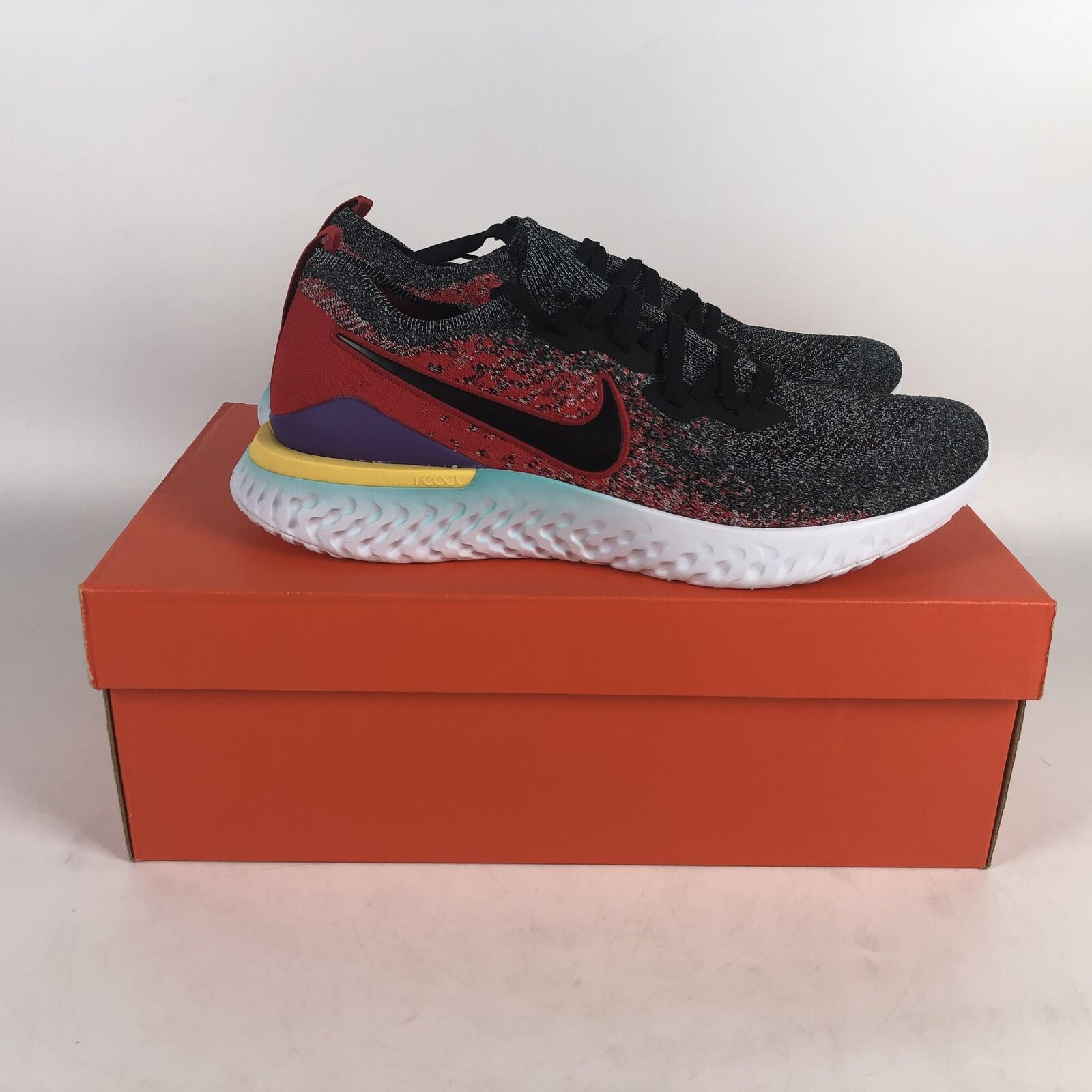 Nike Epic React Flyknit 2 Running Shoes Mens Size 13 Black Jade BQ8928-007
