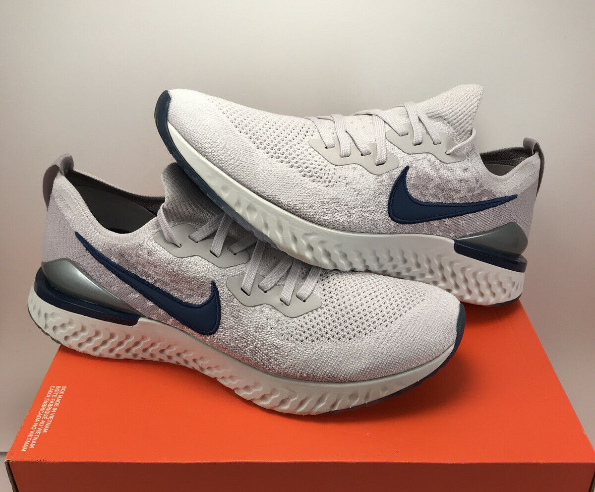 Nike Epic React Flyknit 2 Vast Grey Coastal Blue Running Shoes Mens Sz 12.5