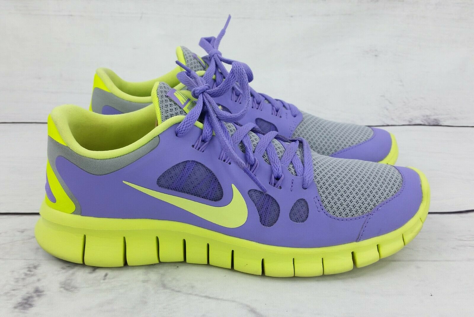Nike Free 5.0 Neon Green Volt-Violet Running Shoes Sneakers Sz 7 Y Youth Girls