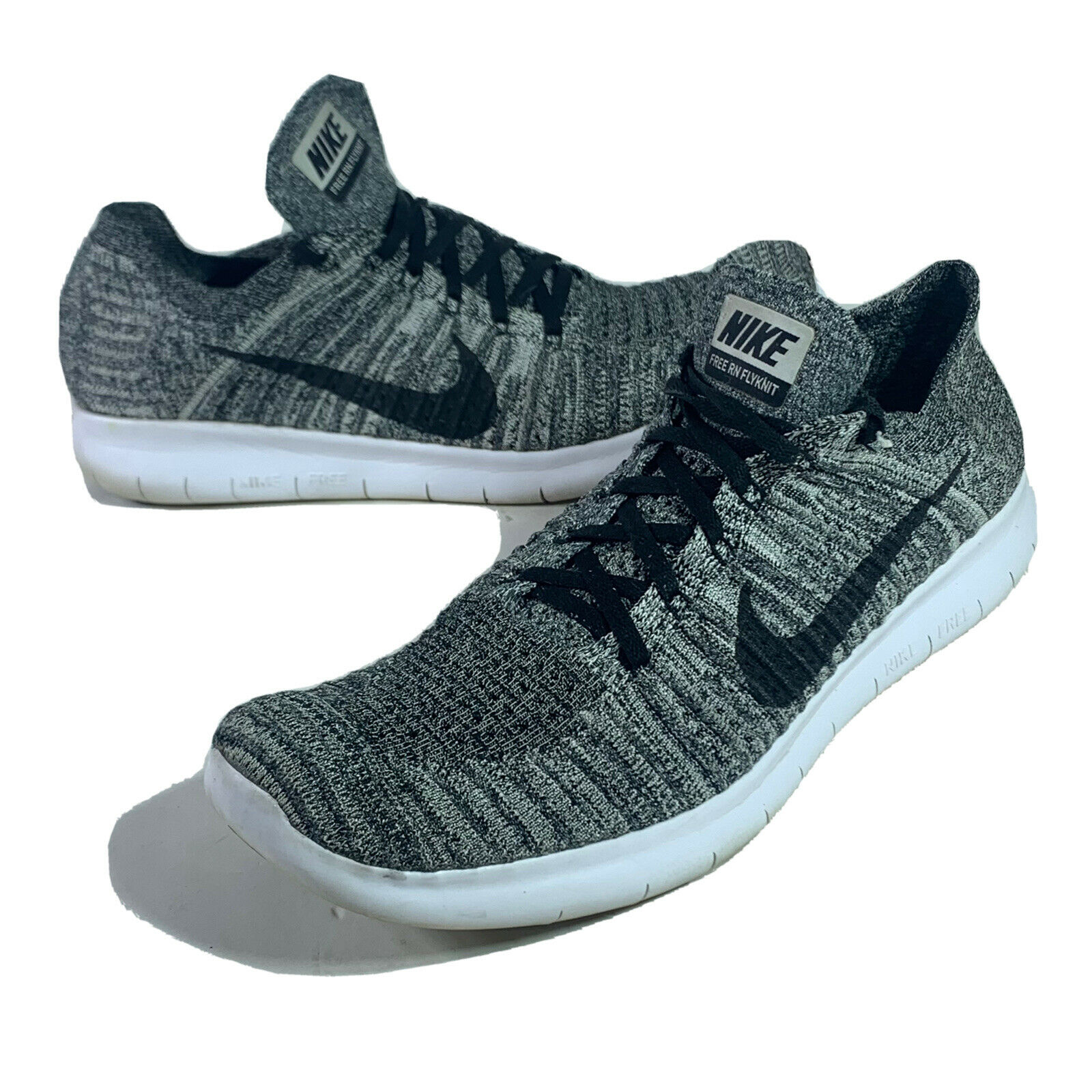 Nike Free RN Flyknit Men’s Size 11.5 Running Shoes Oreo Black White 831069-100