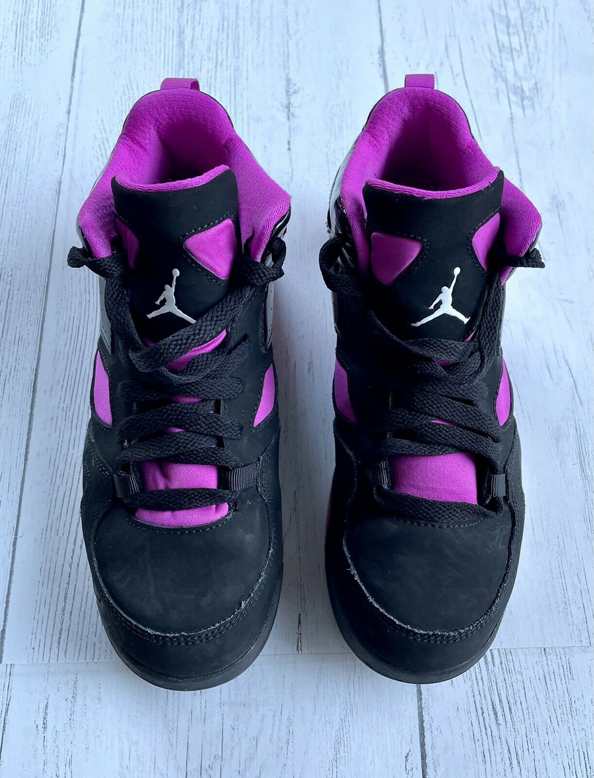 Nike Girls Air Jordan Flight Club 91 555332-028 Black Basketball Shoes Size 2.5