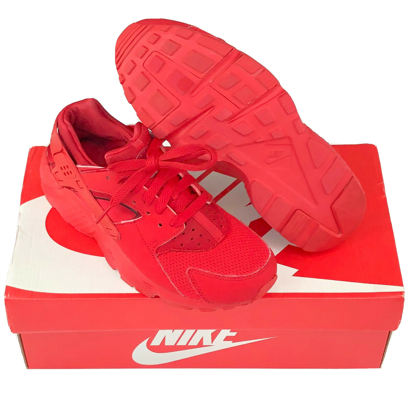 Nike Huarache Run Sneakers (GS) Kids Size 4Y 654275-600 University Red Shoes