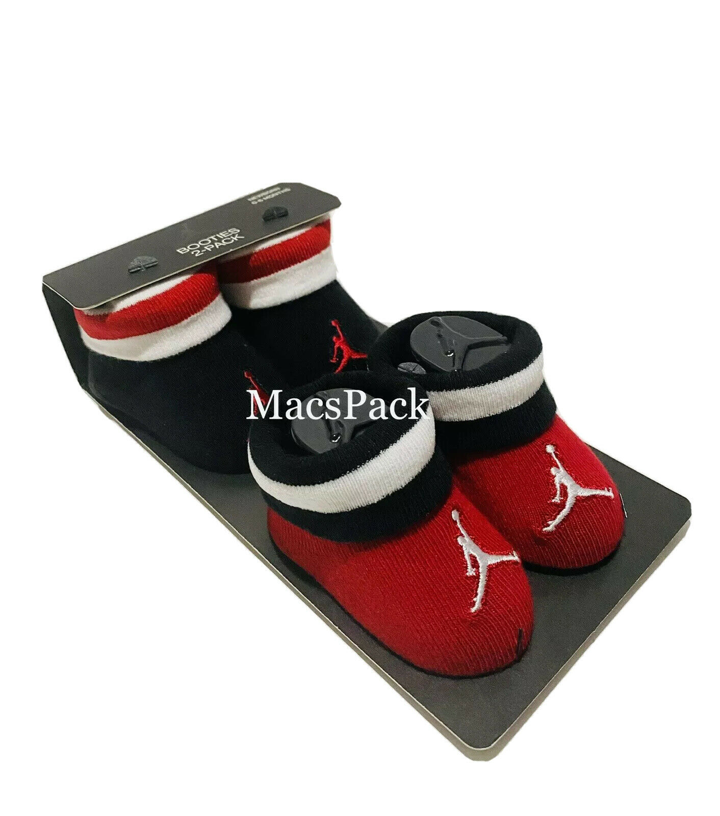 Nike Jordan Jumpman Crib Shoes Booties Socks Newborn Baby 0-6 Months Black Red