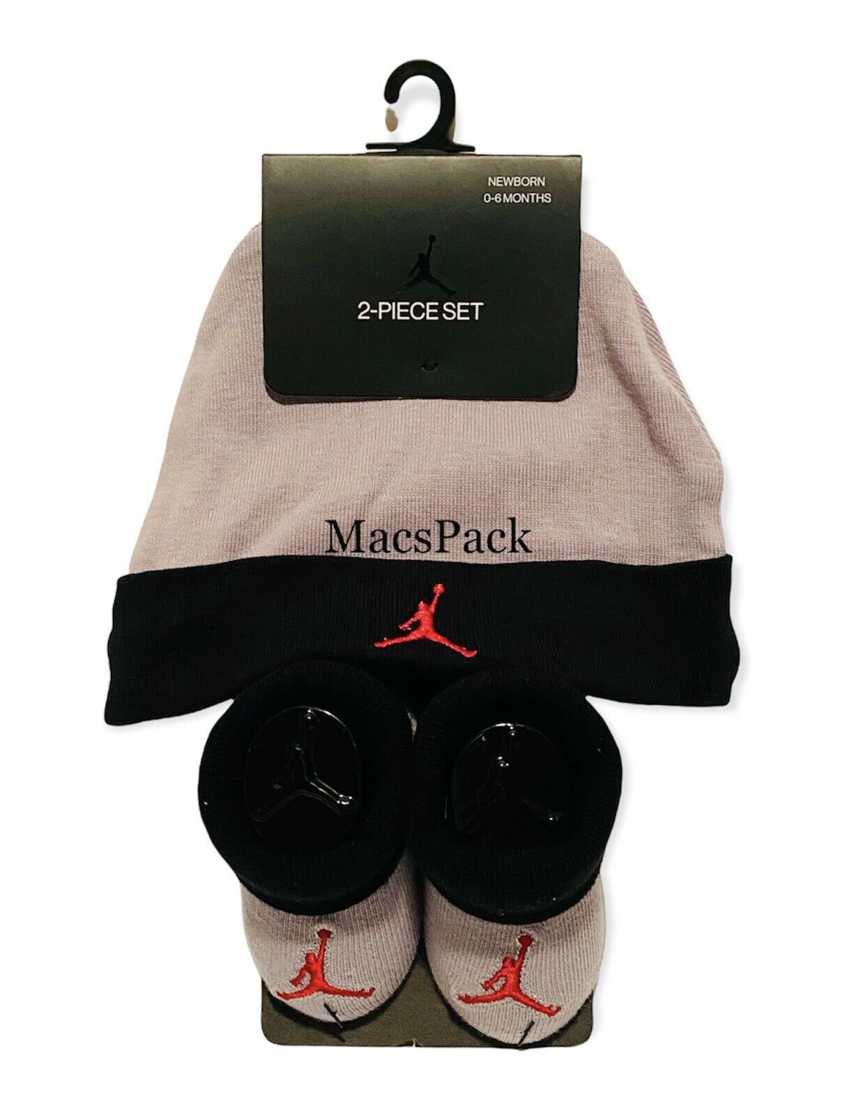 Nike Jordan Jumpman Hat & Crib Shoes Booties Socks Newborn 0-6 Months Black Gray