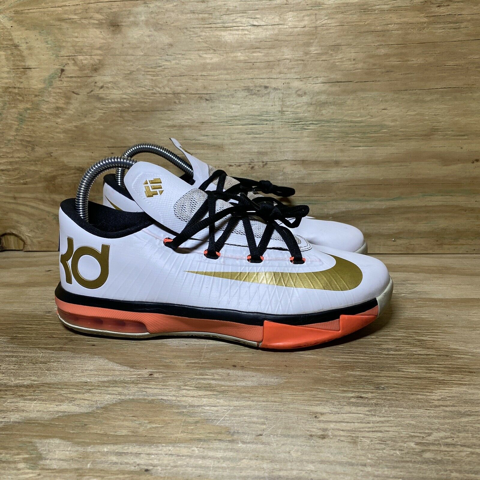 Nike KD 6 Elite Kevin Durant Basketball Shoes Youth Size 6 White 599477-100 *