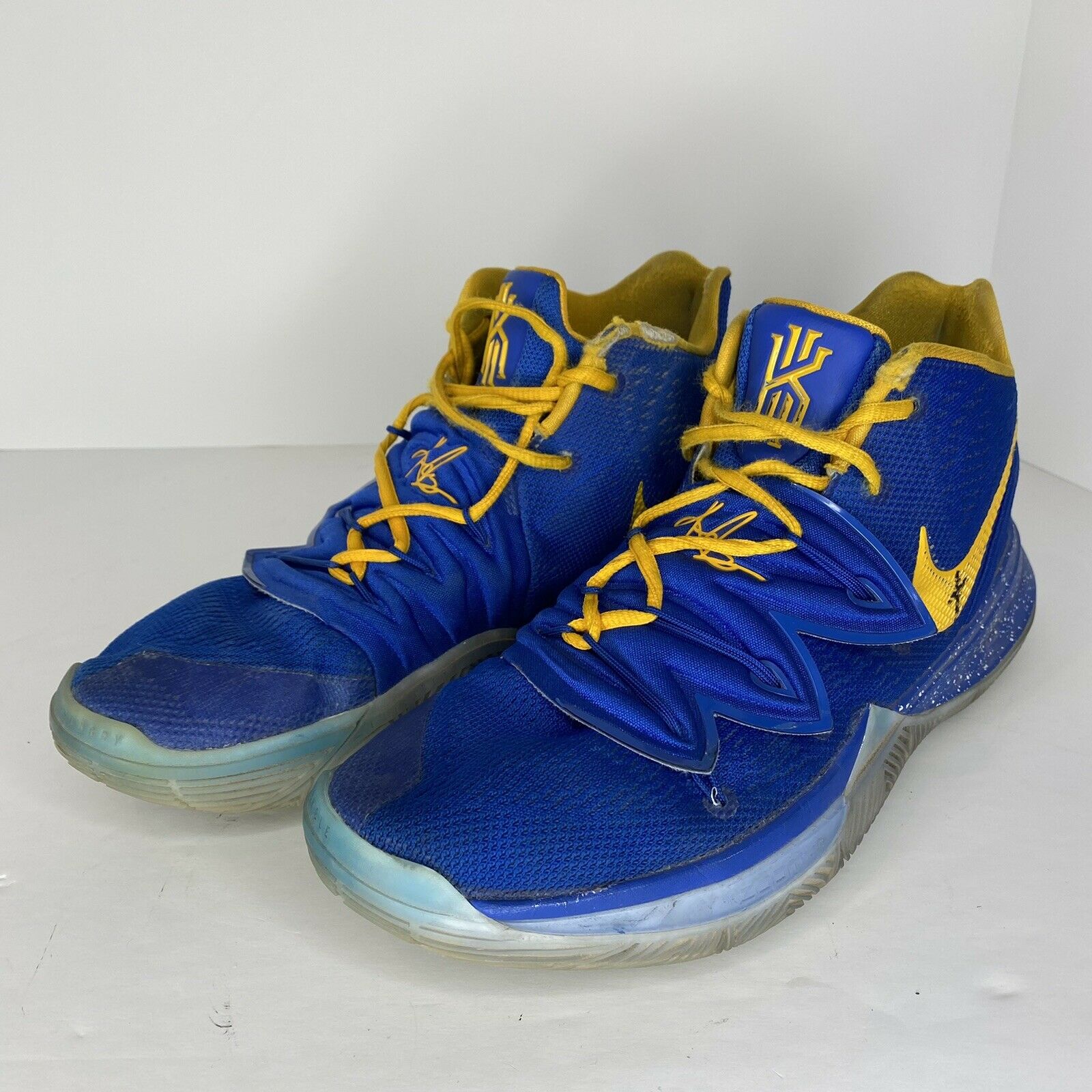 Nike Kyrie 5 iD AV7917-991 Men's Basketball Shoes Custom Blue/Gold Size 9.5