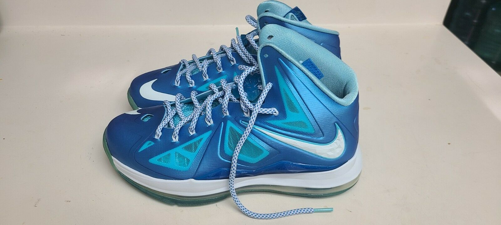 Nike Lebron X Shoes Blue Size 8 High Tops
