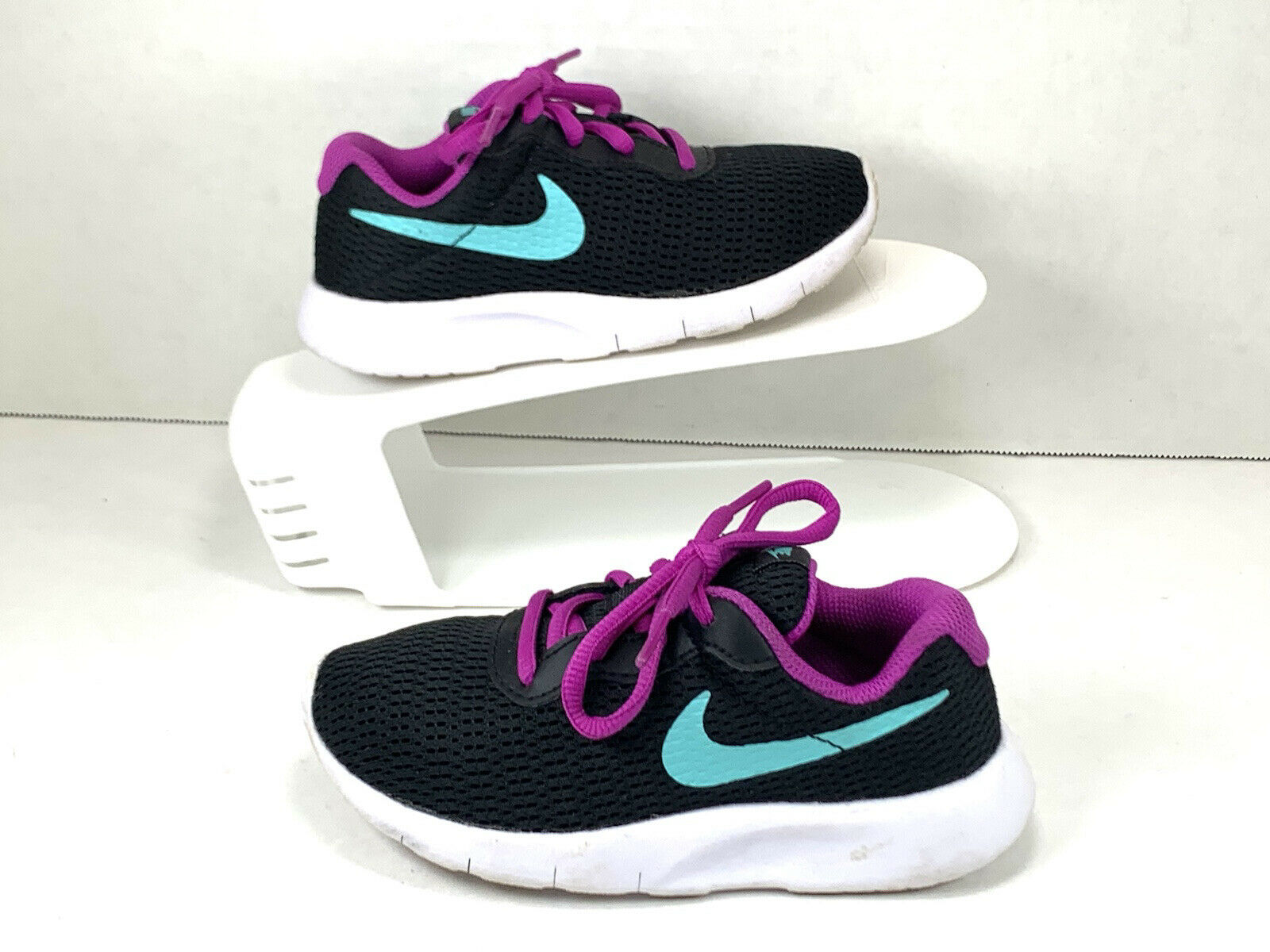 Nike Little Kids Tanjun Black Purple Running Shoes Sneakers Size 11C #818381-026