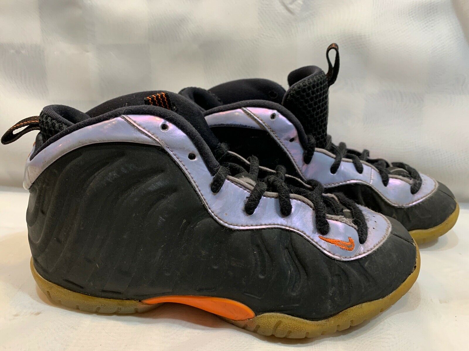 Nike Little Posite One Youth Shoes Size 3Y Black Total Orange 723946-008