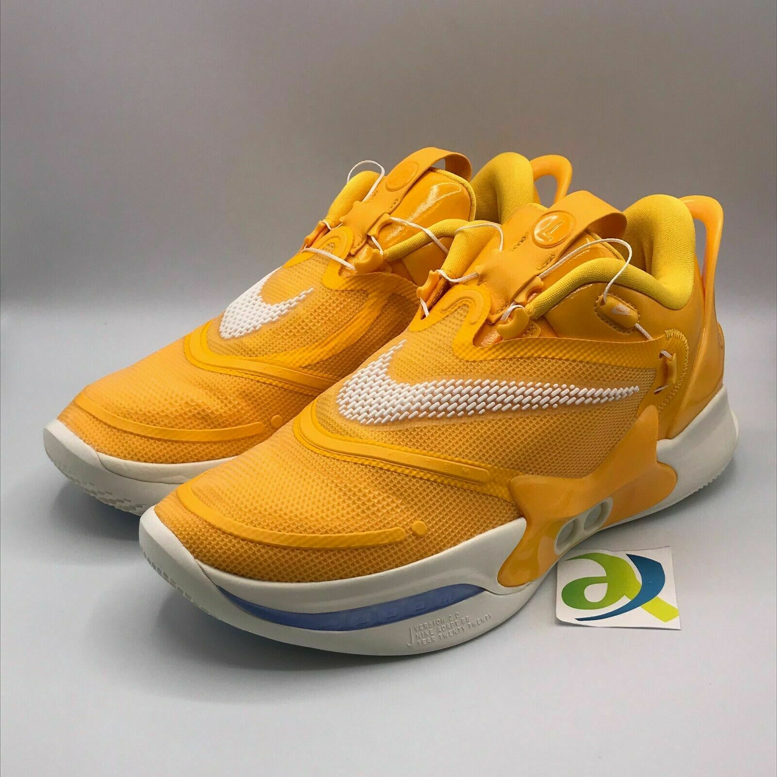 Nike Mens 10 Adapt BB 2 NBA 2K20 Winner Circle Gamer Yellow Shoes BQ5397-700