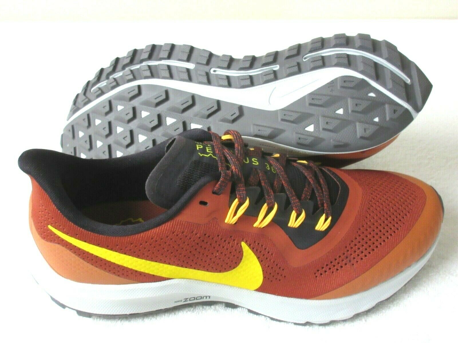 Nike Mens Air Zoom Pegasus 36 Trail Running Shoes Orange Yellow Size 10 NEW
