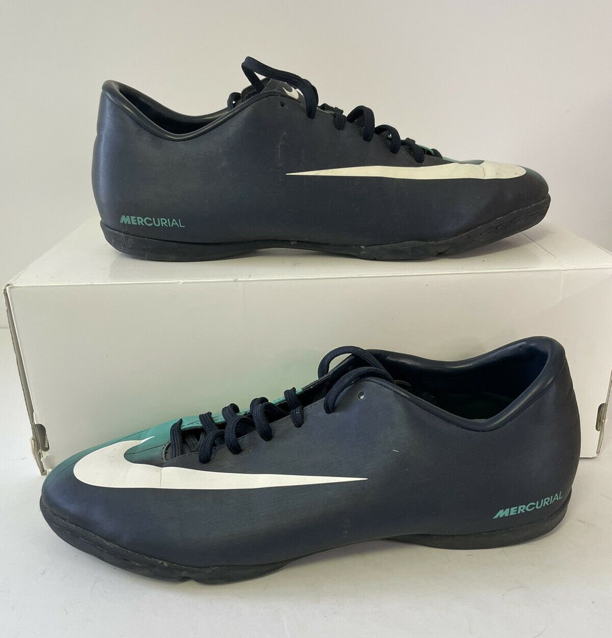 Nike Mens Mercurial Victory 396119-413 Blue White Indoor Soccer Shoes Size 11.5