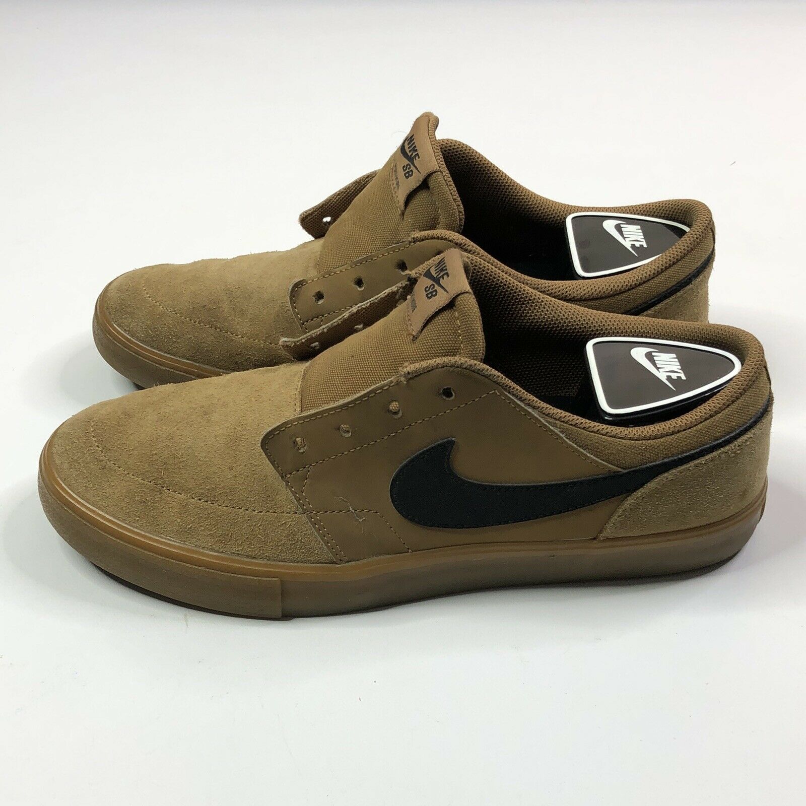 Nike Mens SB Portmore II 880266-209 Brown Skate Shoes No Laces Low Top Size 8