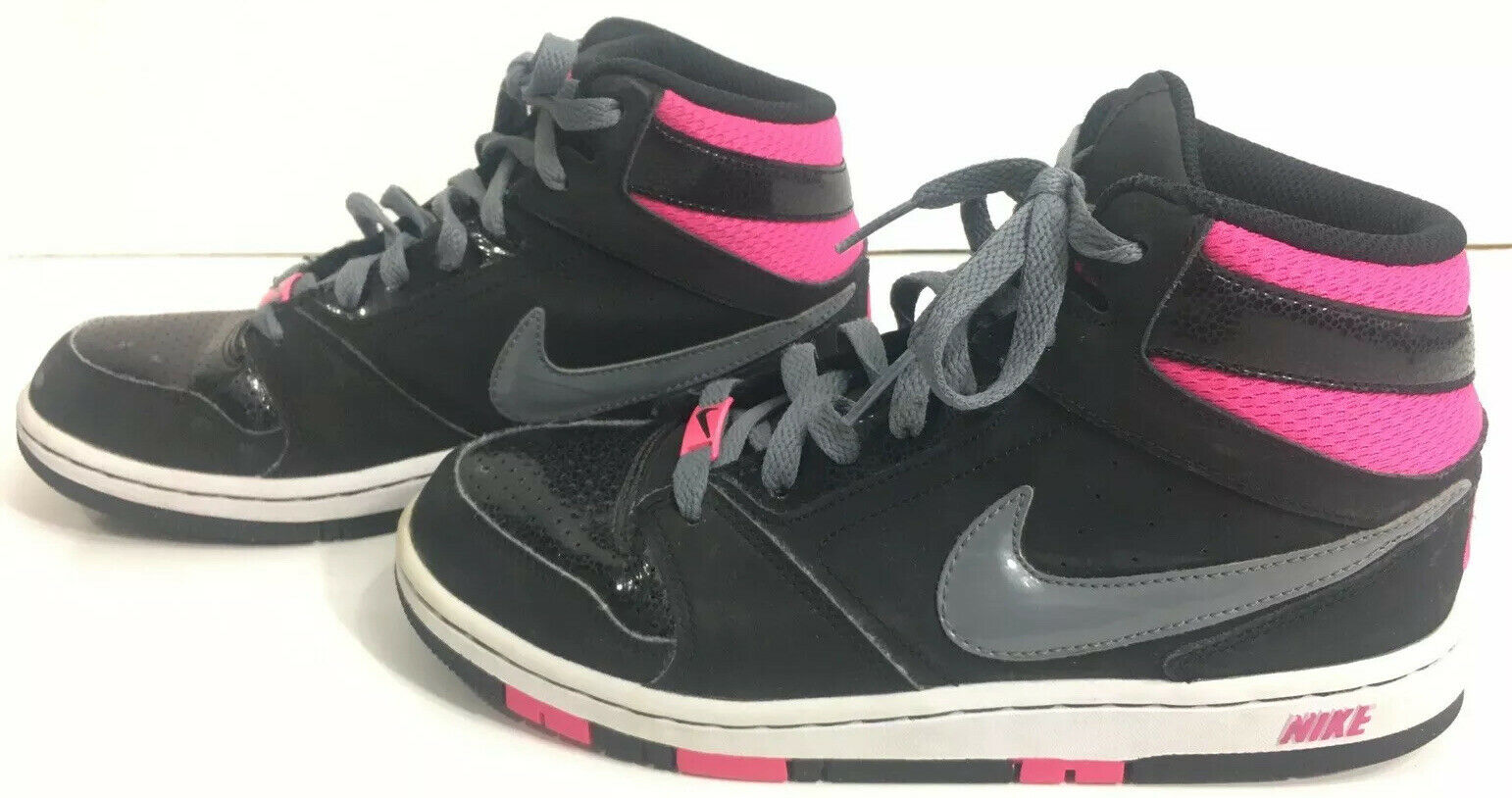 Nike Prestige Girls High Tops Gray Black Pink Shoes - 5.5Y