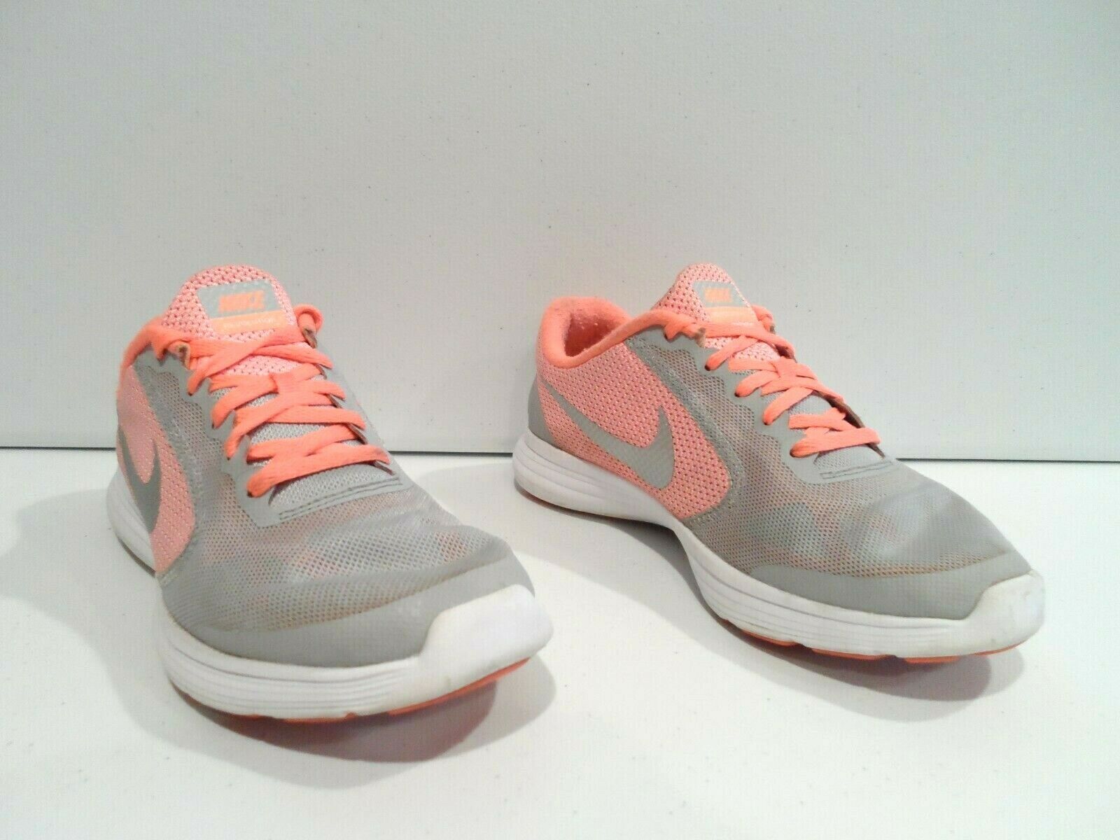 Nike Revolution 3 Girls Shoes Size 6.5Y Kids 6.5 GS Gray Orange EU 39 819416-800