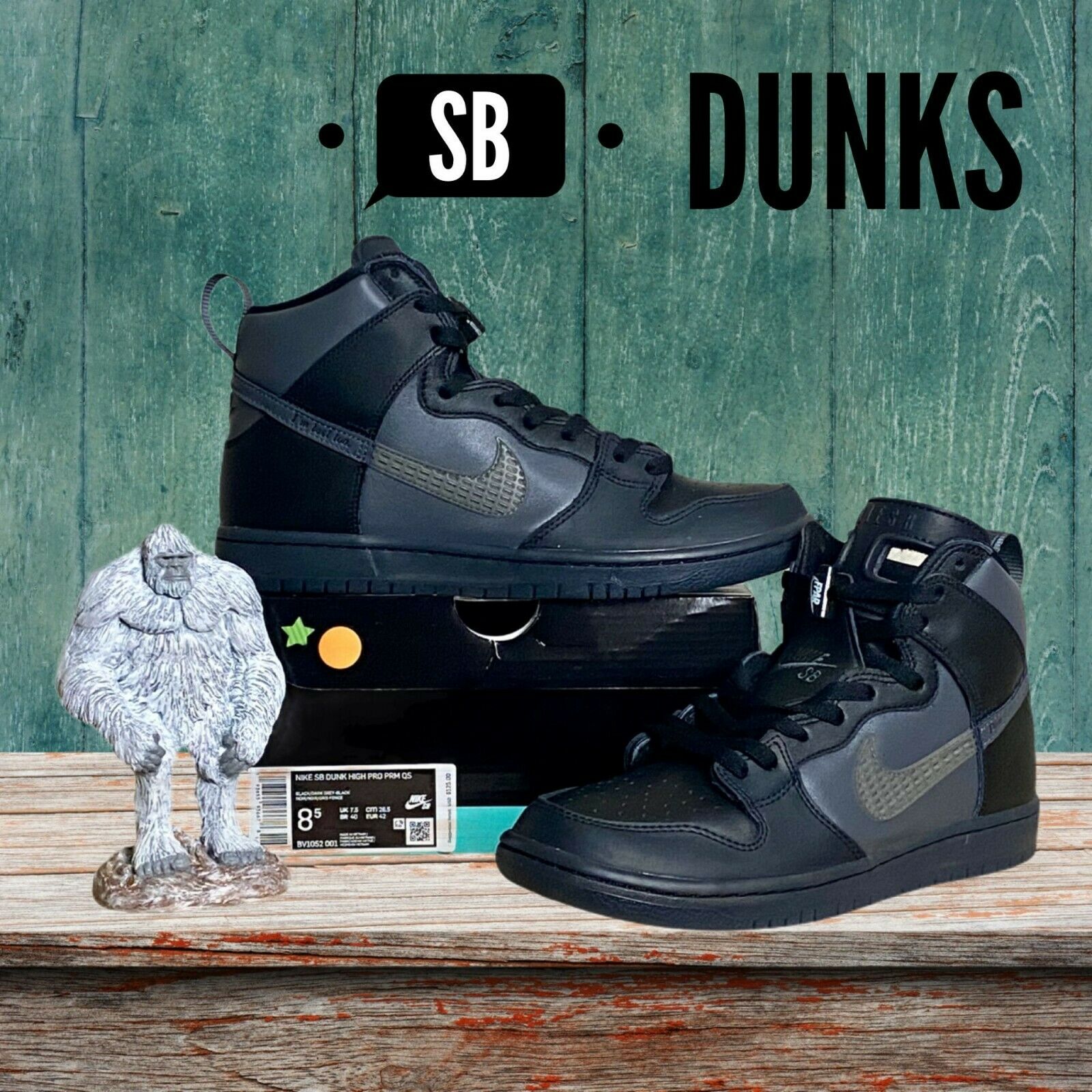 Nike SB Dunk High Black Basketball Shoes Sneaker Mens Size 8.5 BV1052 001