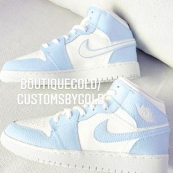 Nike Shoes | Customs Nike Air Jordans With Blue | Color: Blue/White | Size: 7