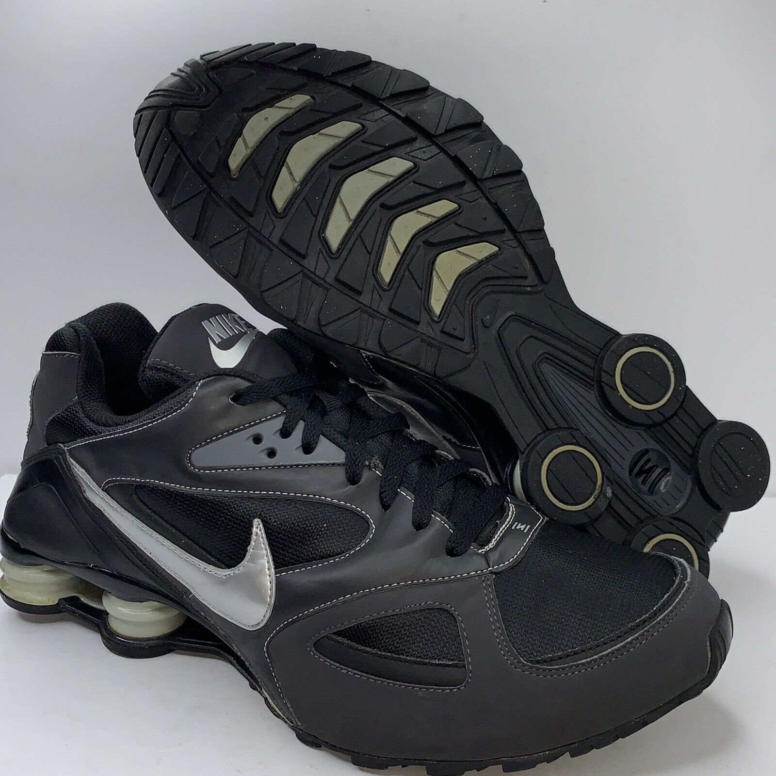 Nike Shox Heritage Black Silver Running Shoes 386202-001 Men’s Size 13