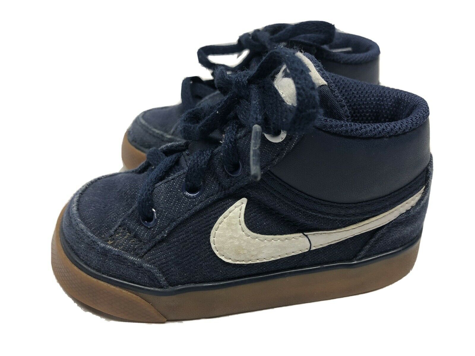 Nike Toddler Size 7C Denim Canvas Blue Capri 3 High Tops Shoes Blue 580544-403