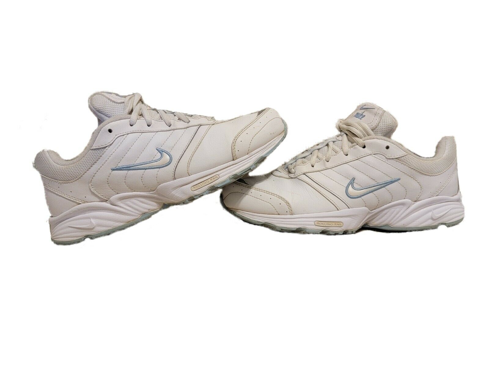 Nike View II Womens Sz 8.5 White/ Blue Rolling Rail Walking Shoes #318172-111