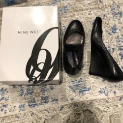 Nine West Shoes | Nine West Wedge Heel Shoe Size 7 12 | Color: Black | Size: 7.5