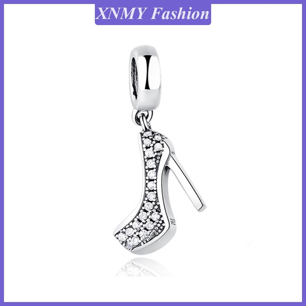 NMY New Original Silver Color High-heel Shoe Dangle Bead Fit European Pandora Charms Bracelet Bangles women DIY Jewelry