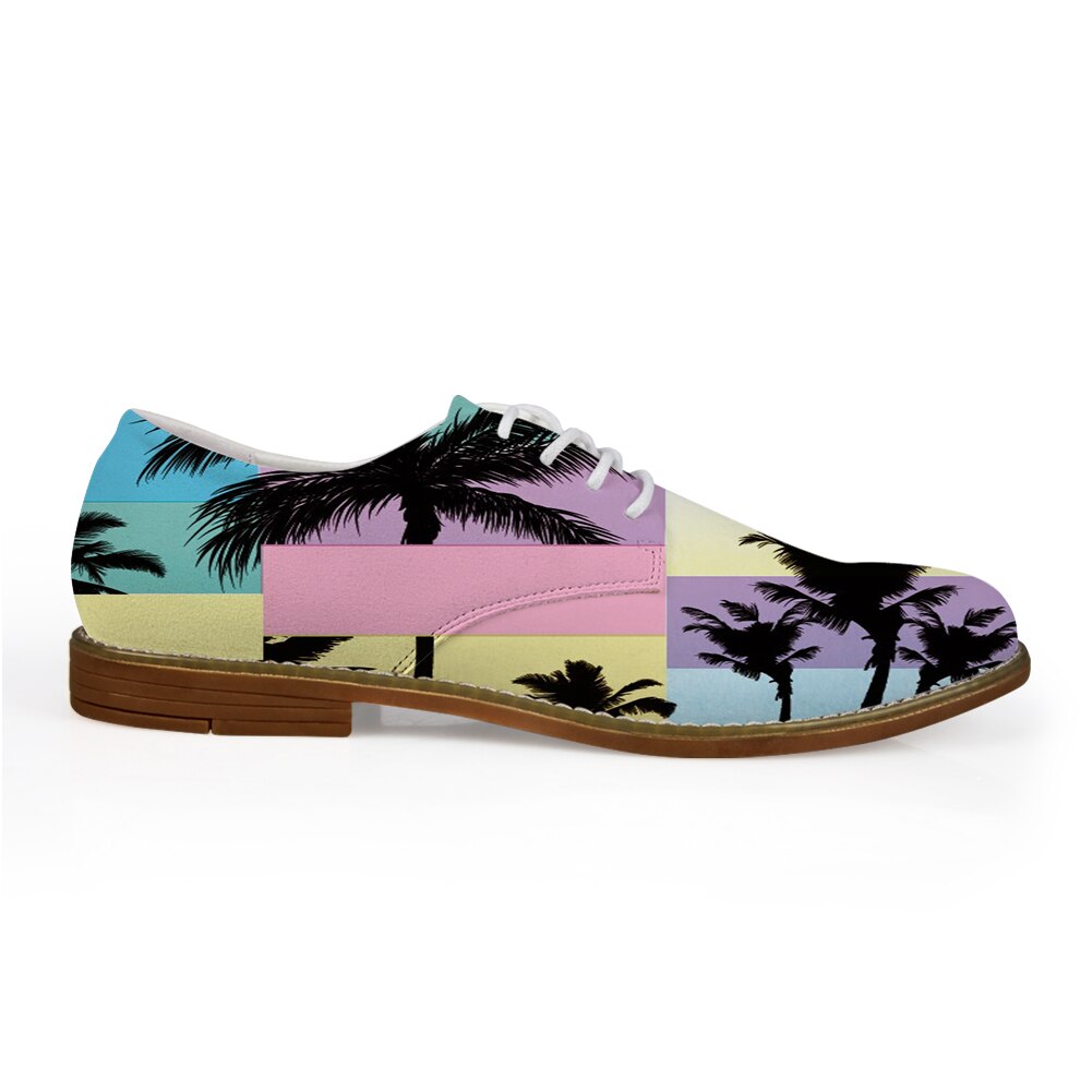 Noisydesigns 2021 Men's Leather Shoes Fashion Hawaii Coconut Tree Pattern Casual Anti Slip White Frenulum New Autumn Youth Boy