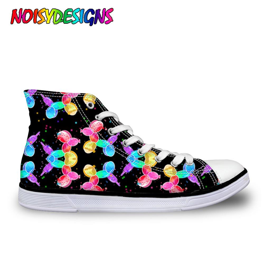NOISYDESIGNS Sneakers Canvas Shoes High Classic Balloon Dogs Print Custom Shoes For Teens Girl Ankle Shoe Zapatos de mujer