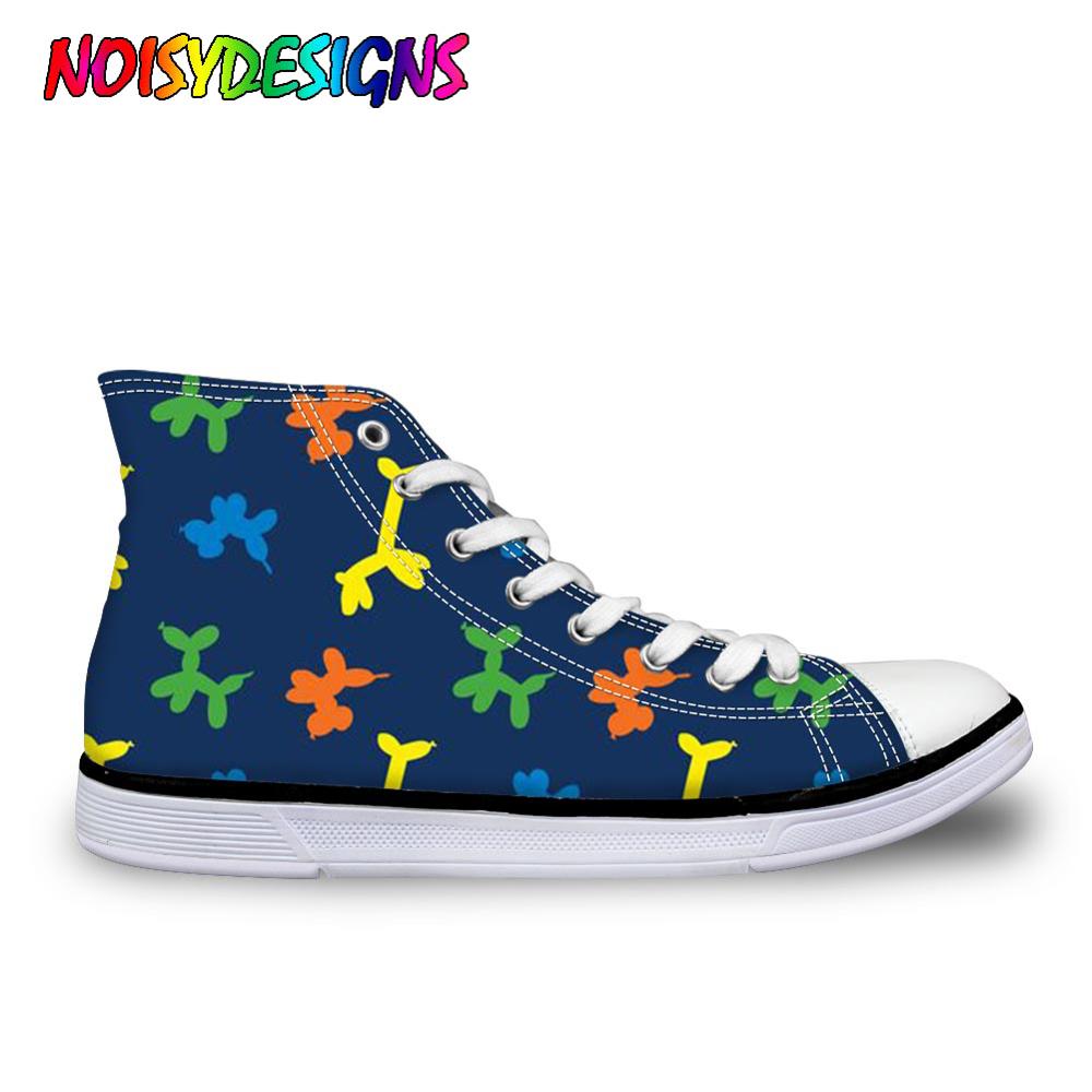NOISYDESIGNS Women Shoes Casual Breathable Balloon Dogs Print Vulcanize Shoes For Female Teenage Girls Sneakers High Top