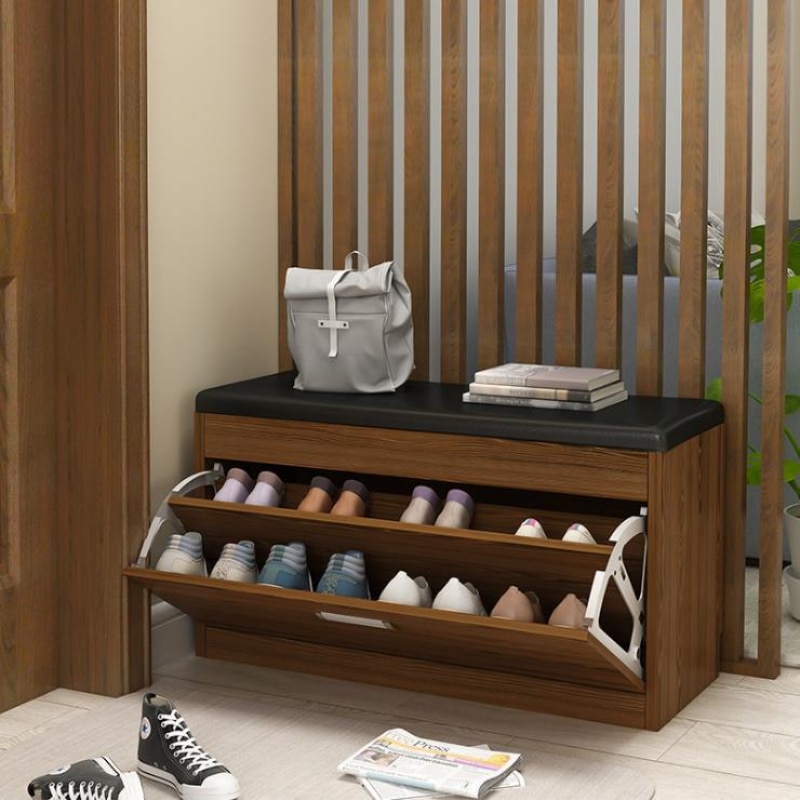 Nordic Shoe Storage Rack Entrance With Shoe Changing Stool Household Shoe Cabinet Household Entrance Bench Shoes Organizer Shelf