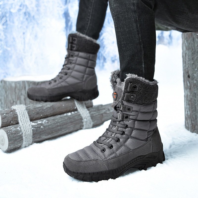 NXY 2021 Winter Men's Snow Boots High Top Plush Warm Cotton Shoes Thick Outdoor Hiking Shoe Male sneakers Black1118