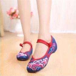 Old Beijing Blue Vintage National Style Embroidered Shoes Online In Durable Cowhell Shoe Sole Patterns